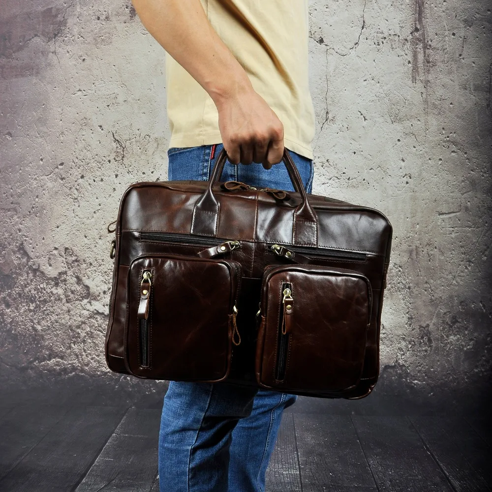 Original Leather Fashion Business Briefcase Messenger Bag Male Design Travel Laptop Document Case Tote Portfolio Bag k1013