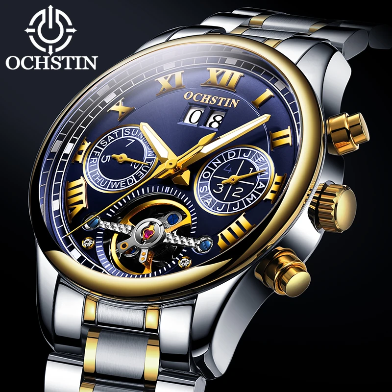 

OCHSTIN Mechanical Watch Men Automatic Watch Tourbillon Skeleton Wristwatch Business Luxury Band Watches Male Waterproof Clock