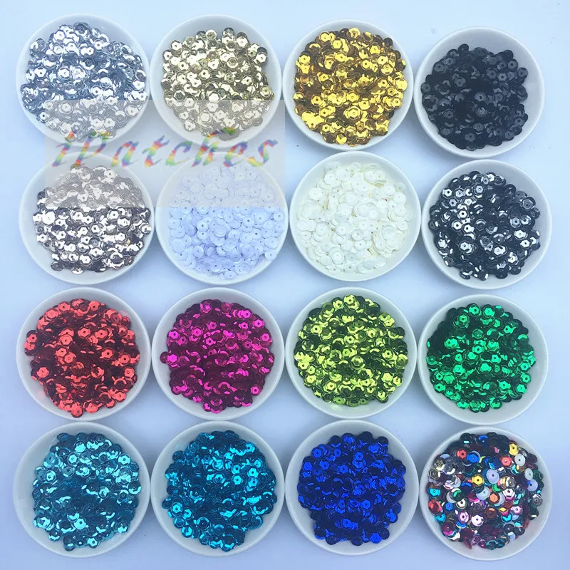 10 grammi 6mm tazza rotonda Paillettes pvc cucire Paillettes fai da te scrapbook decorazione di nozze tessuto halloween party abbellimenti