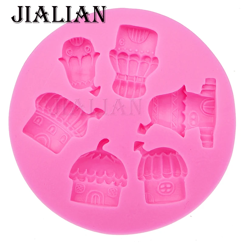 DIY pink Bake cake mould sugar tools Cake decoration silicon mold cartoon chocolate handmade soap mould mushroom cabin T0504