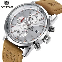 BENYAR Chronograph Sport Mens Watches Top Brand Luxury Quartz Watch Clock All Pointers Work Waterproof Business Watch BY-5102M