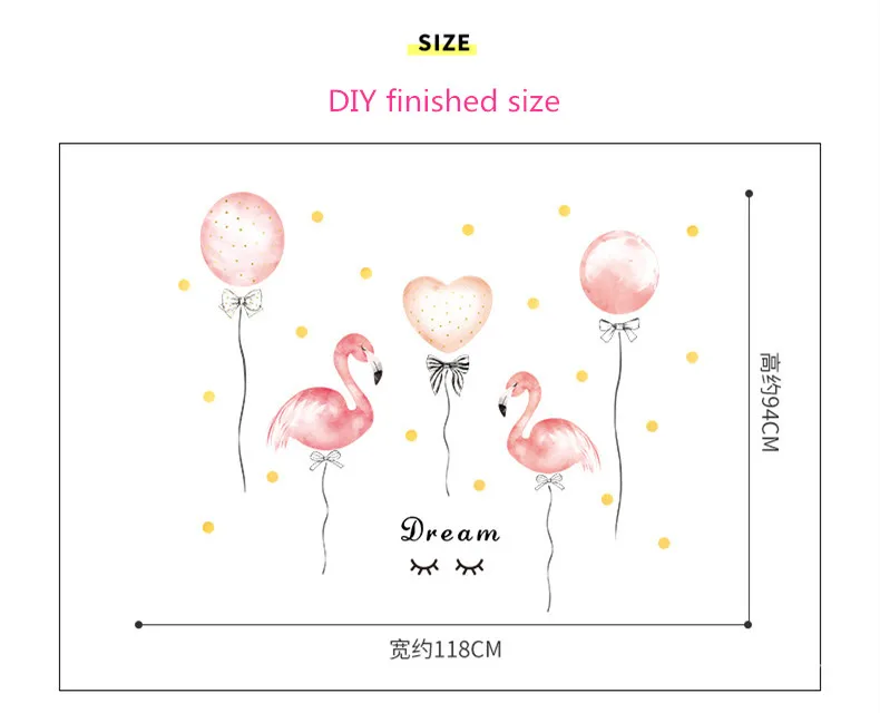 Dormitory Girl Room Decoration Flamingo Balloon Pink Wall Stickers Warm Bedroom Home Decor DIY Self-adhesive Wardrobe Stickers