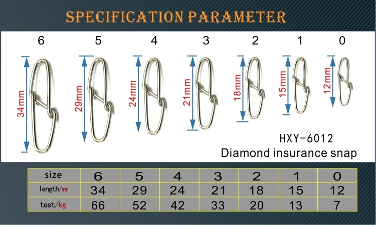 HXY PCS(200 100) SIZE(7 6 5 4 3 2 1 0) Diamond insurance snap fishing tackle fishing hook connector  fishing accessories tackle