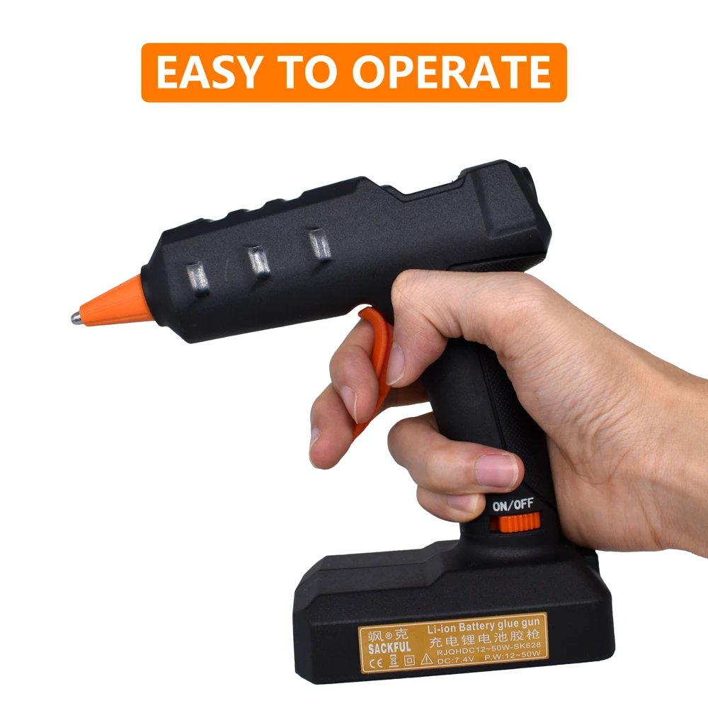 50W wireless lithium battery glue gun home DIY production repair bonding Cordless hot melt glue gun with 7mm glue stick EU / US