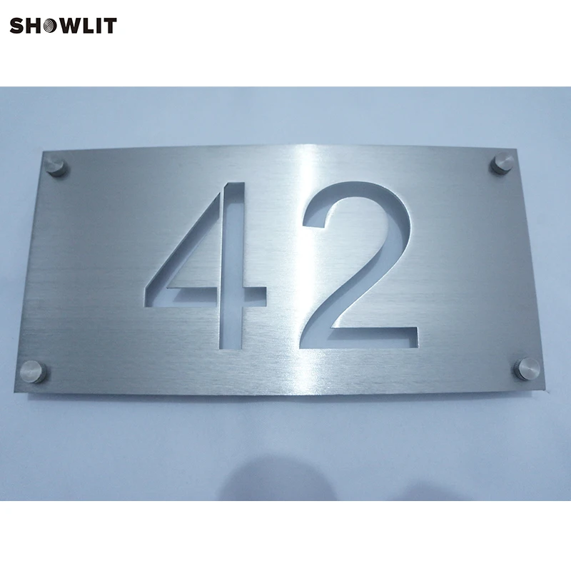 

Brushed Steel Custom Made House Address Plaque