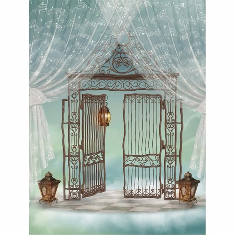 

Music Notes Printed Curtain Vinyl Backdrops Photography Iron Gate Vintage Lantern Fantasy Paradise Baby Kids Photo Background