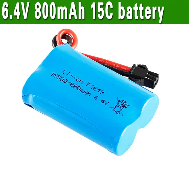 1 2 3 pcs 6.4v 800mah 15C 16500 Li-ion Battery RC Car battery SM-2P Plug For Wltoys RC Car