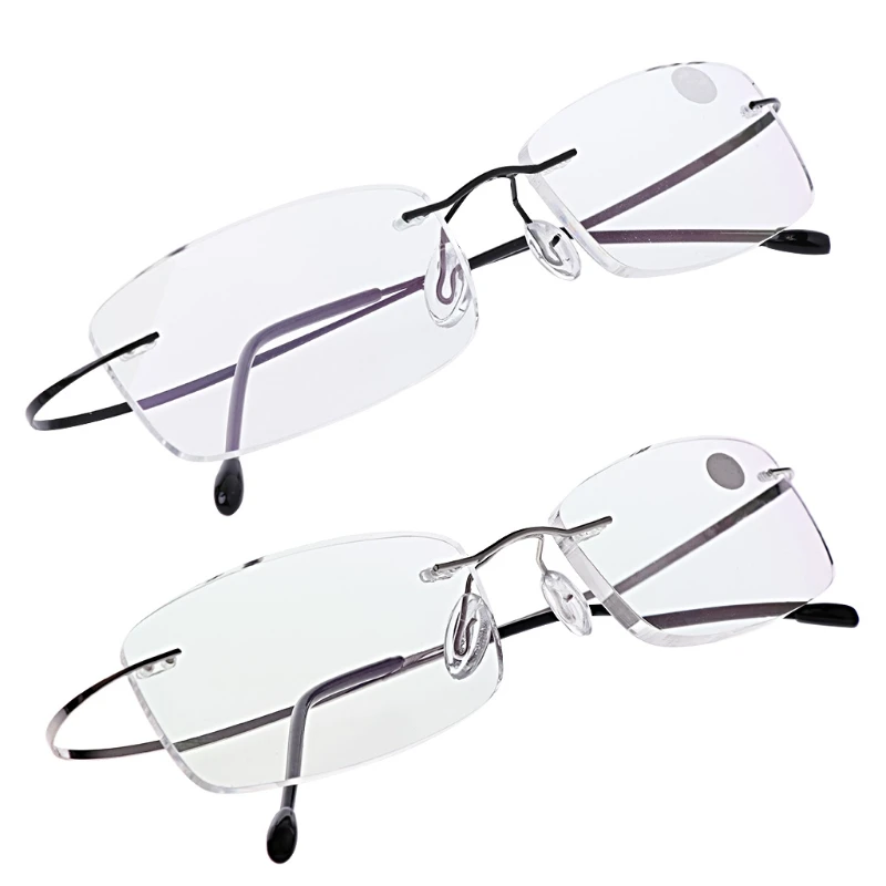 1pc Black/Silver Ultralight Titanium Rimless Rectangular Reading Glasses For Women Men Unisex +1.0/+1.5/+2.0/+2.5/+3.0/+3.5