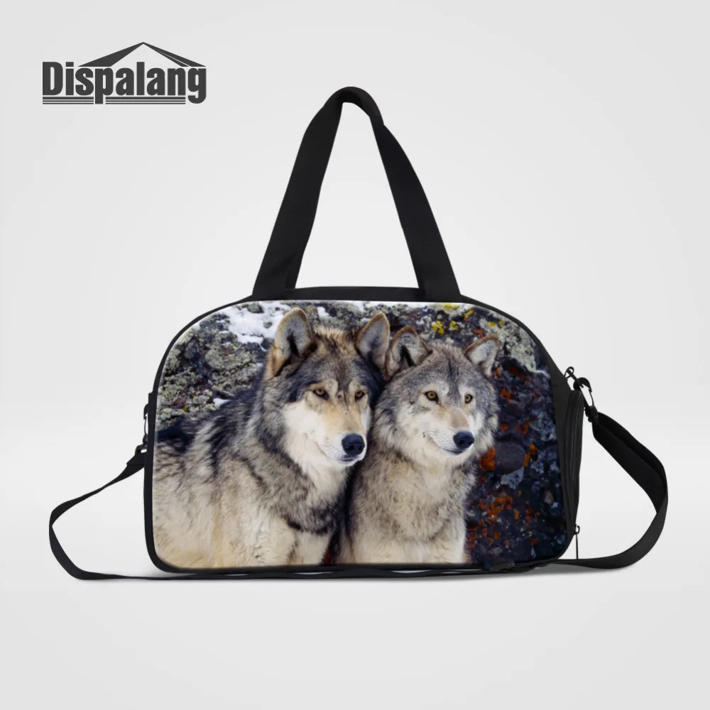 

Dispalang Large Capacity Men Travel Bag Wolf Animal Print Casual Luggage Weekend Bag Business Handbag Multifunction Shoulder Bag