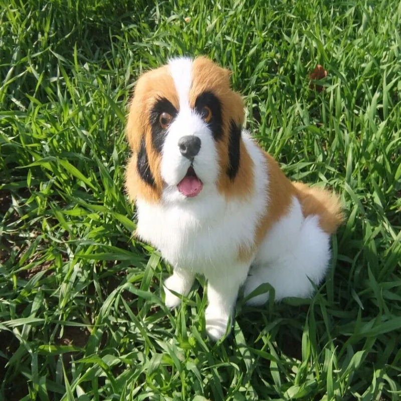 

cute simulation Saint Bernard dog toy lifelike sitting dog doll about 20x16cm