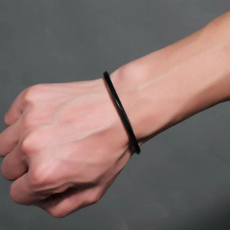 Black Silver Color Cuff Bangle for Man and Women Quality 316L Stainless Steel Punk Bangle Bracelet Titanium Jewelry
