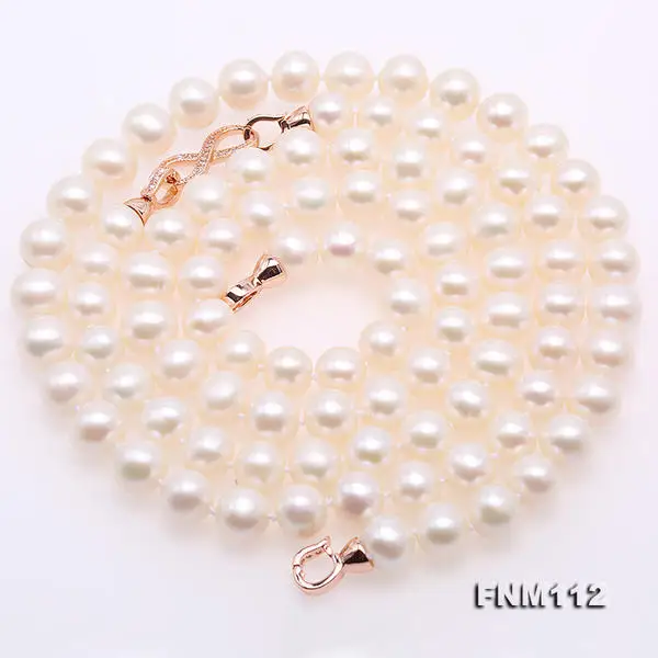 Handmade Real Pearl Jewellery,Charming Top Quality 8.5-10mm White Color Round Freshwater Pearl Necklace Long 38inches