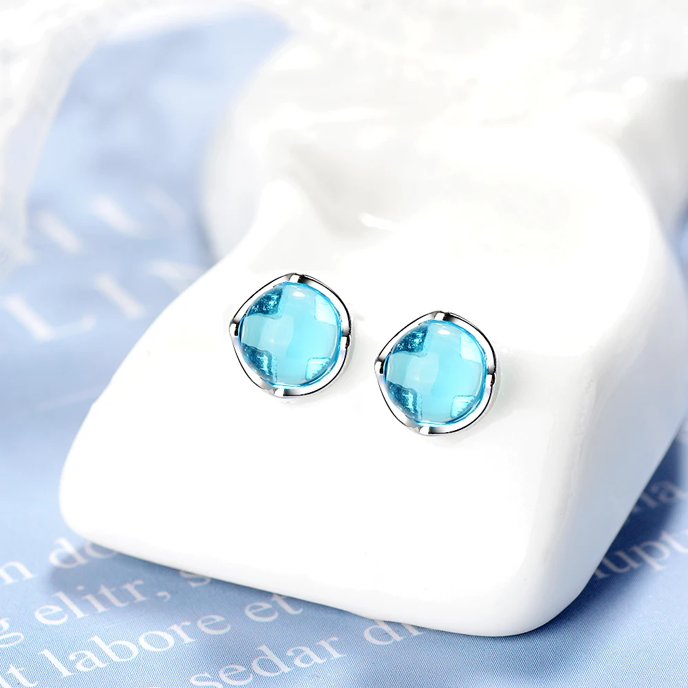 New Arrival 925 silver needle Mermaid Bubble Tears Stud Earrings For Women Fashion Light Blue Crystal Earring Boucle D\'oreille