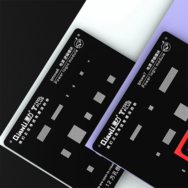 Qianli 3D Power Logic Reballing Stencil for IP 8P 8 7 7P 6S 6 5S 5 0.12mm Solder Template Set Power IC Tin Steel Net