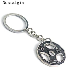 Nostaigia Fashion Weight Plate Charm Keychain Bodybuilding CrossFit Fitness Key Chains Sporty Gym Motivation Jewelry Men Gift