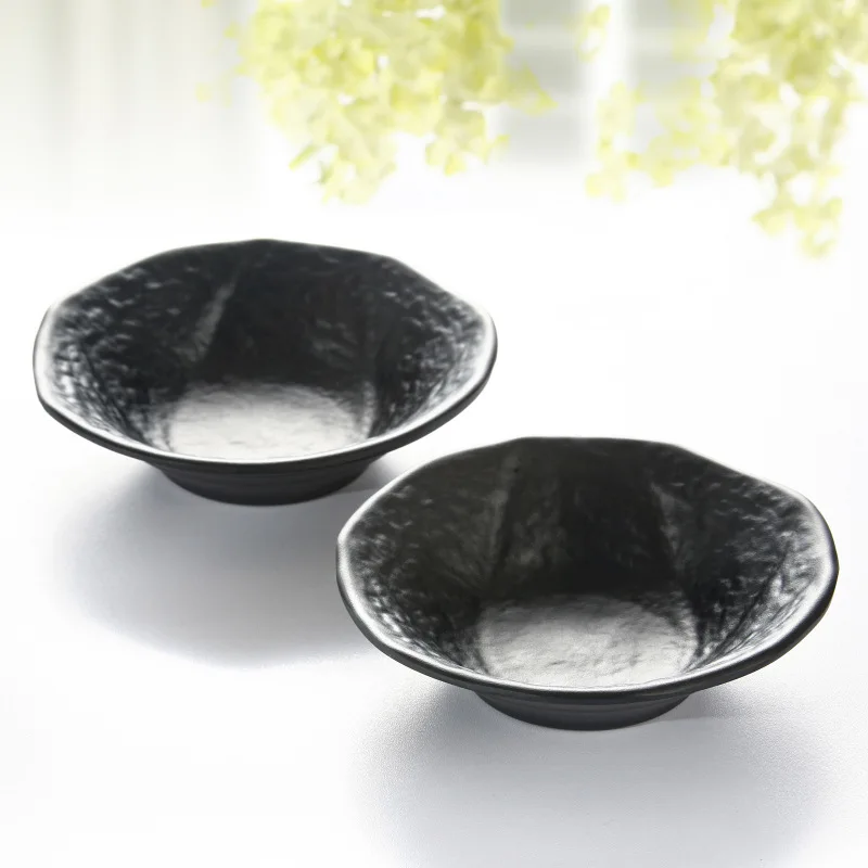 Black Frost Melamine Dinnerware Soy Sauce Dish Hot Pot Restaurant Melamine Seasoning Dish A5 Melamine Tableware Wholesale