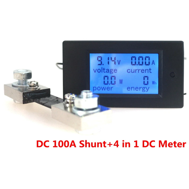 DC 6.5-100V 50A/100A Digital DC Voltmeter Ammeter LCD 4 in 1 DC Voltage Current Power Energy Meter Detector Amperimetro Shunt