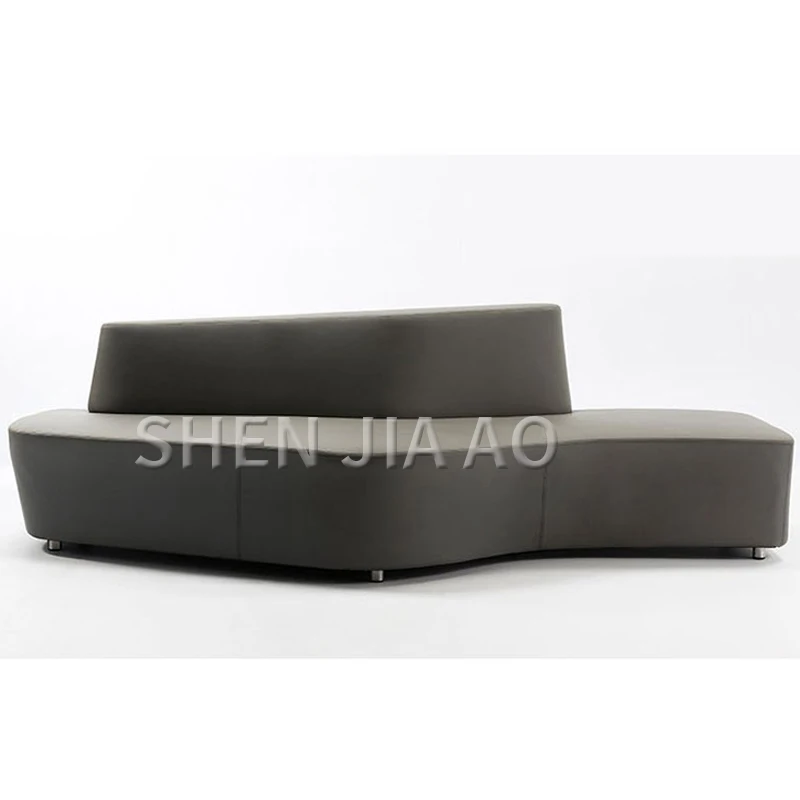 Nordic Style Personality Creative Sofa Three People Simple Line Sofa Beauty Salon Hall Fashion Curved Leather Art Sofa 1PC