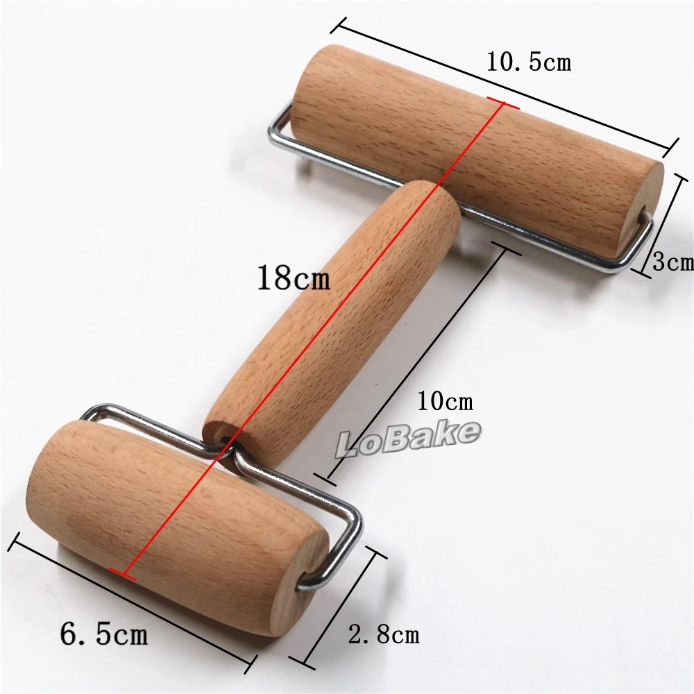 Mutifuntional 18*10.5cm manual wooden rolling pin fondant roller pizza pie dough rollers dumpling pressing bakery pastry tools