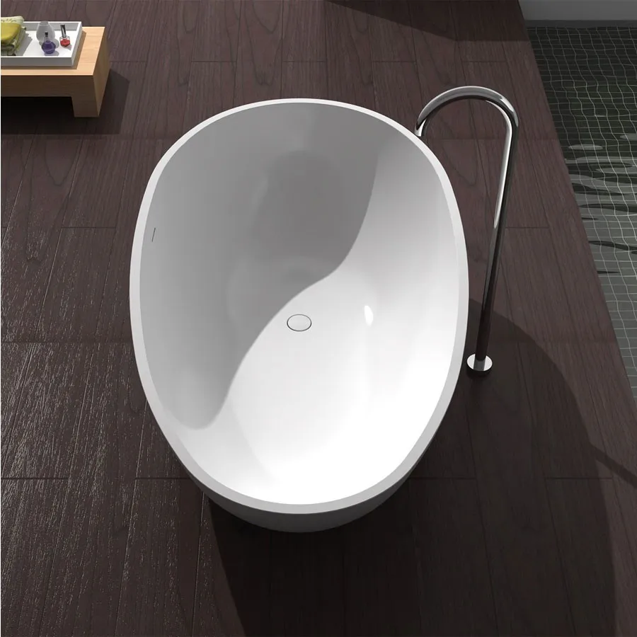 1780x980x510mm Solid Surface Stone CUPC Approval Bathtub Oval Freestanding Corian Matt WhiteTub RS6553A