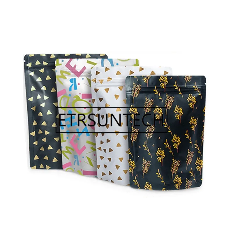 

300pcs 4 Colors packaging bag aluminum foil stand up storage bag gift candy wedding party favor pouch 13*18*3cm