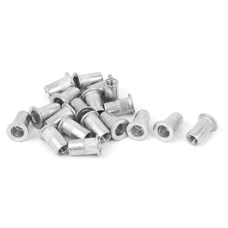 CNIM Hot M5 Aluminum Flat Head Rivet Nut Insert Nuts Silver Tone 20pcs