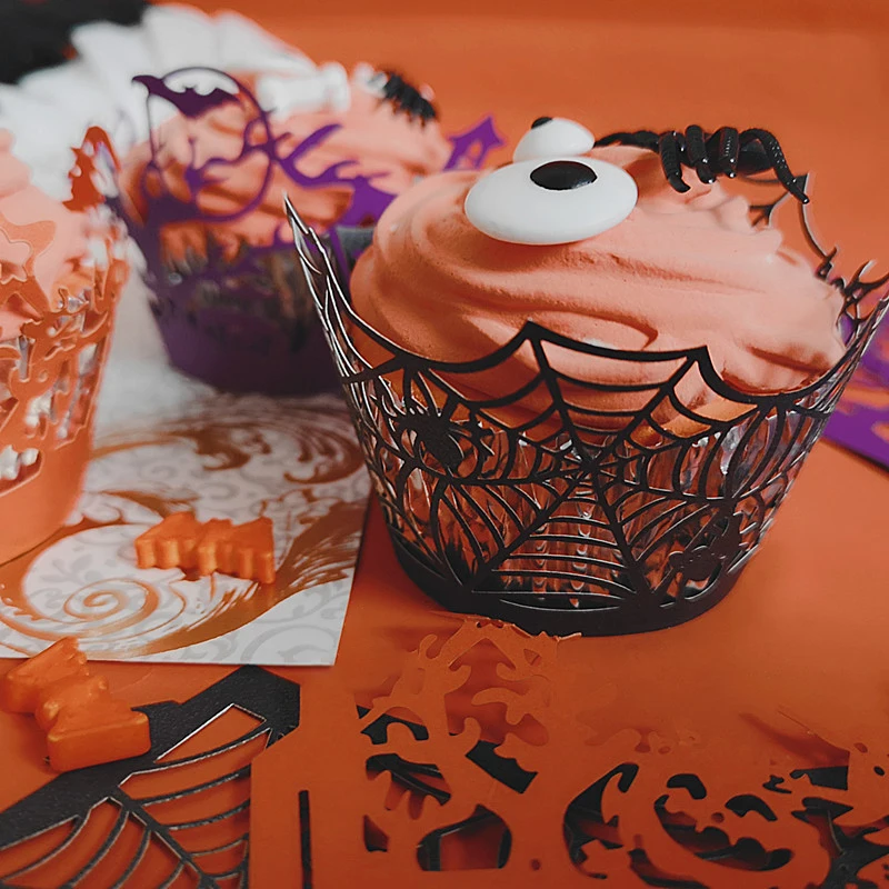 Hollow Paper Cake Cup, Halloween New Products, Spider Web, Pumpkin, Horror Castle, Creative Vintage Cartoon Cup