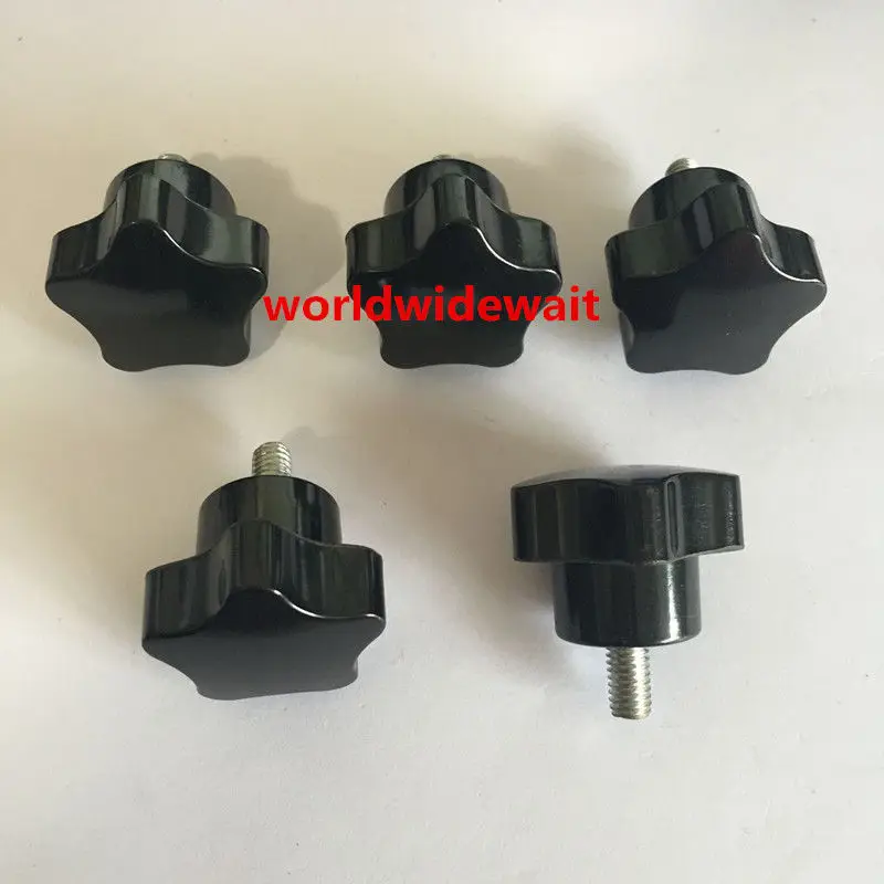 5pcs M10 x 16/20/25/30/35/40/50/60/70/80mm Length Black Star Knob Head Dia 50mm