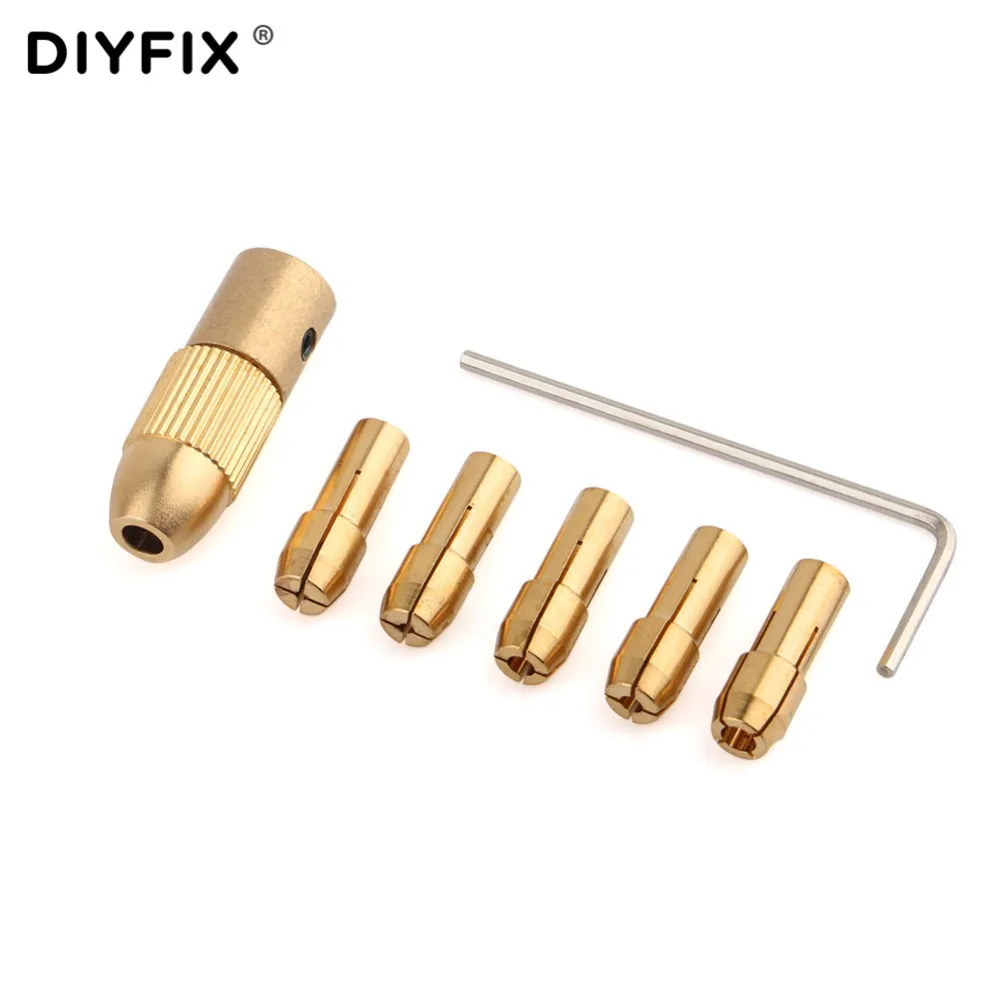 DIYFIX 1.0-3.0 mm Mini Drill Chucks Fixture Clamp for Electric Motor Shaft Micro Chuck Set Power Tool Accessories with Wrench