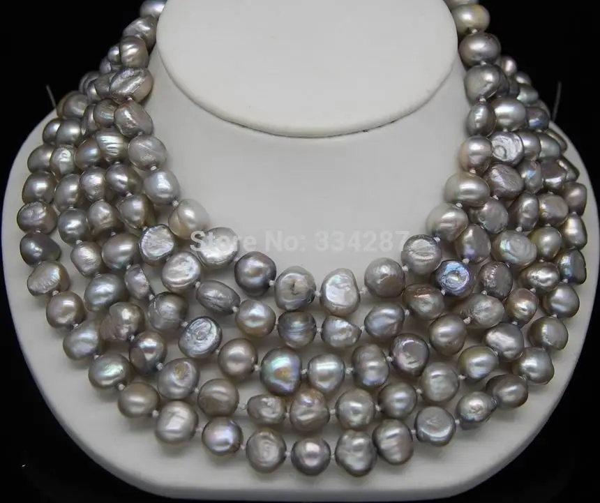 

70" Beautiful 8-9MM Silver_Gray Color Baroque pearl necklace