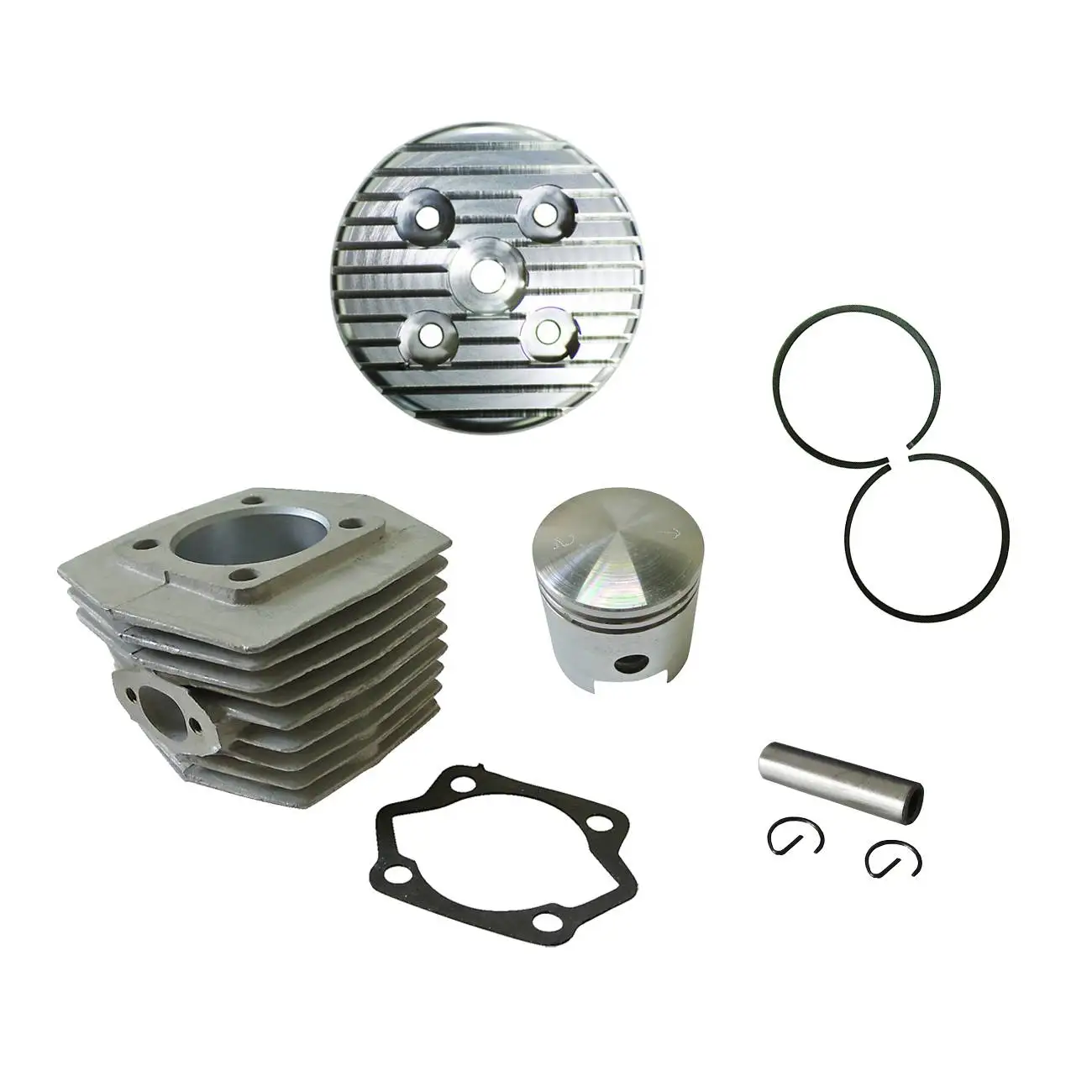 Silver CNC Round Cylinder Head&Cylinder&Piston For 80cc Motorized Bike