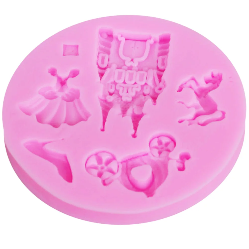 Sophronia M558 Fairy Dress Castle Coach Dress Glass Slipper Horse Shape Silicone Molds Princess Chocolate Cake Decoration Tools