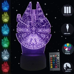 3D Millennium Falcon Night Light USB LED Lighting 7 Colors Changing Novelty Bulbing Lamp Gadget Nightlight Kids Gift