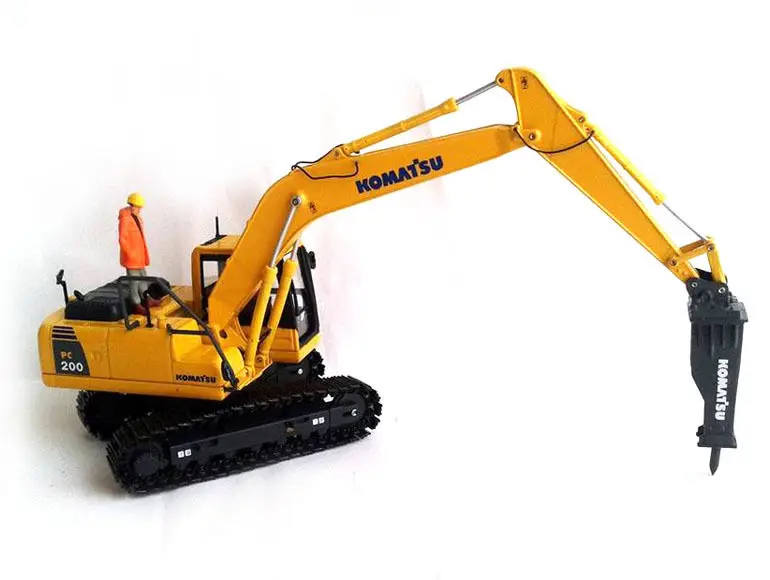 1:50 Scale Komatsu PC200-8 Hydraulic Excavator with Hammer Driller Construction Vehicles DieCast Toy Model Gift, Collection