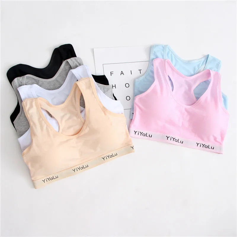 Teenage Girl Training Bra With Chest Pad Adolescente Sports Bra Tops For Teens 8-14 Years Cotton Bra For Girls Underwea