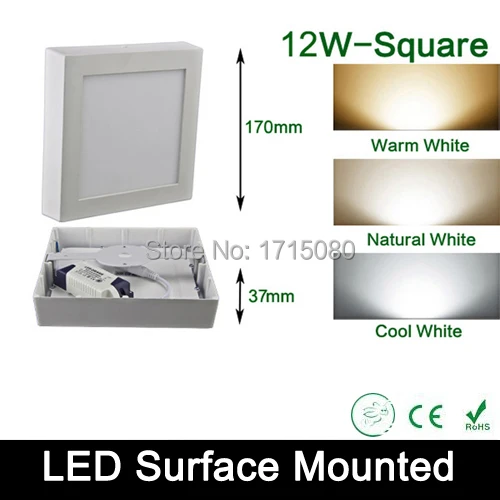 12W LED Panel light AC 85-265V square led surface panel wall ceiling lights for home living room illumination free shipping