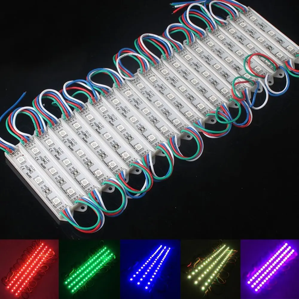 

100pcs/lot RGB waterproof led 5050 module 3leds DC12V IP65 Epistar chip outdoor led channel letter advertising