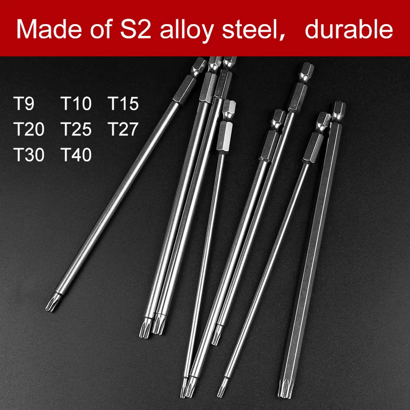 8 stücke 1/4 "Hex Schaft 150mm Lange Magnet Torx Bit S2 Stahl Multifunktionale Schraube Fahrer Set Vier gleichseitiges winkel