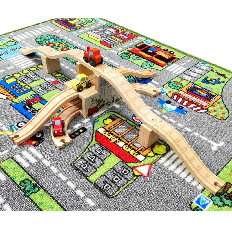 P026 Luxury Triplex combination of snow Bridge traffic hub can freely assembling toys compatible with  wooden train track