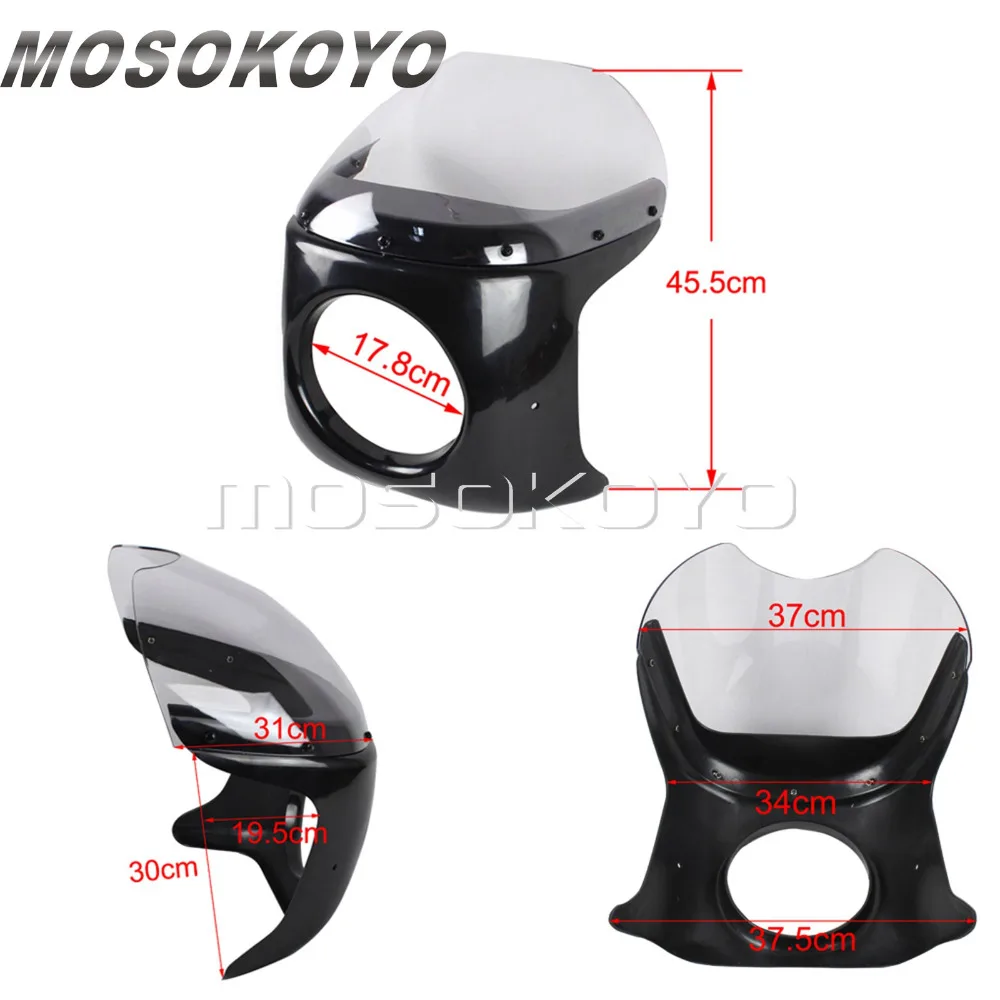 Motorcycle 7inch & 7\'\' Front Headlight Fairing WindScreen Windshield Universal For Cafe Racer Motorcycle Retro Head Light Screen