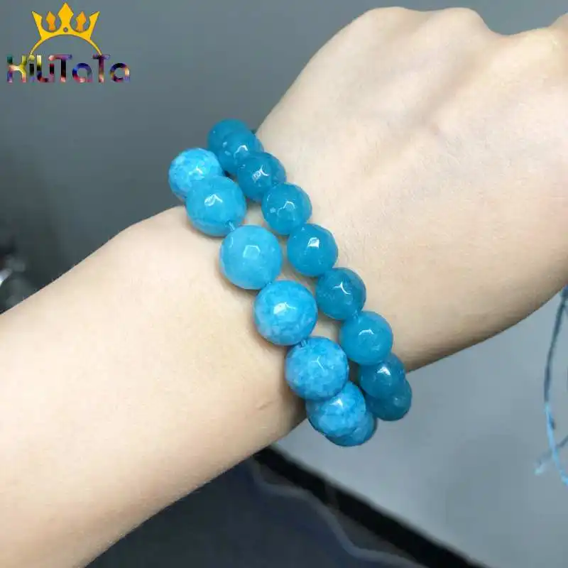 Natural Stone Beads Faceted Blue Chalcedony Stone Beads For Jewelry Making DIY Bracelets Necklace Accessories 15\'\' 4/6/8/10/12mm