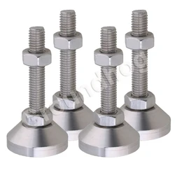 4Pcs 304 Stainless Steel Adjustable Feet Thread Dia M10x50mm Fixed Machine Furniture Feet Pad for Cabinet Metal Legs