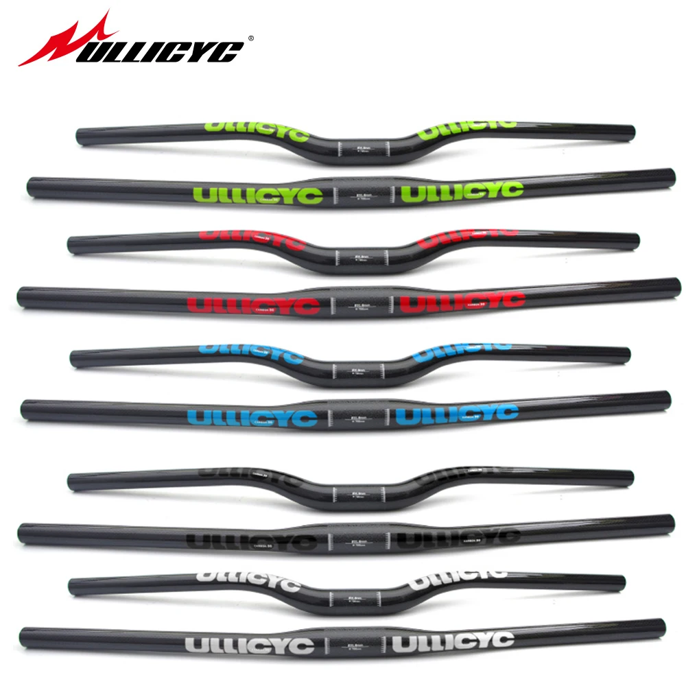 ULLICYC kolorowe pełne włókno węglowe MTB/rower górski proste płaskie/zagięte Riser kierownica część rowerowa z włókna węglowego 31.8*600-740