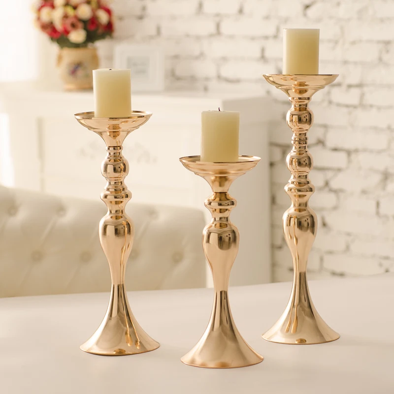 Europe Golden Candle Holders Modern Iron Art Candlestick Candelabra Metal Candle Holder Faroles Para Velas Wedding Decoration