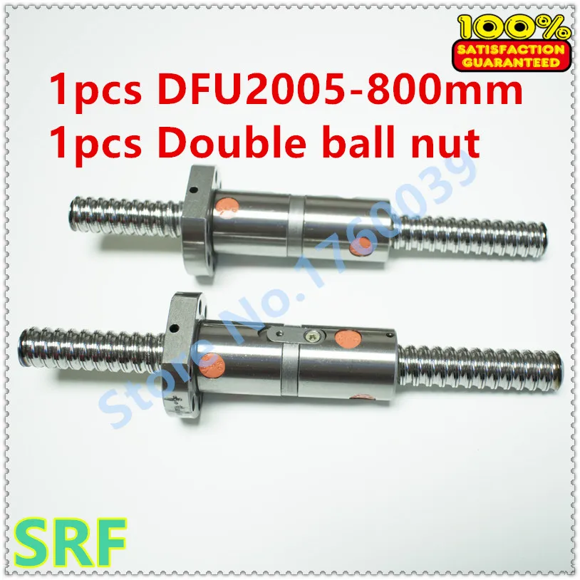 

1pcs 20mm lead Ball screw 1pcs RM2005 Rolled ballscrew L=800mm C7 +1pcs DFU2005 Double ball nut without end machined