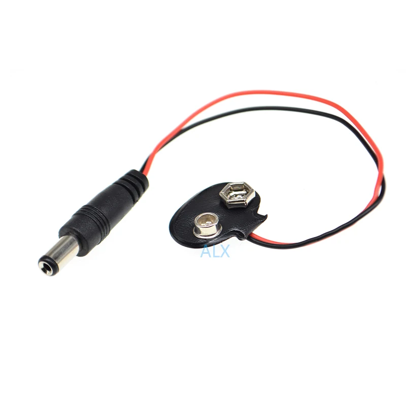 Conector de encaixe da bateria com adaptador macho Plug, 9V, chumbo fios titular, DC 5,5x2,1 milímetros, Arduino Uno R3, Mega2560, 5Pcs