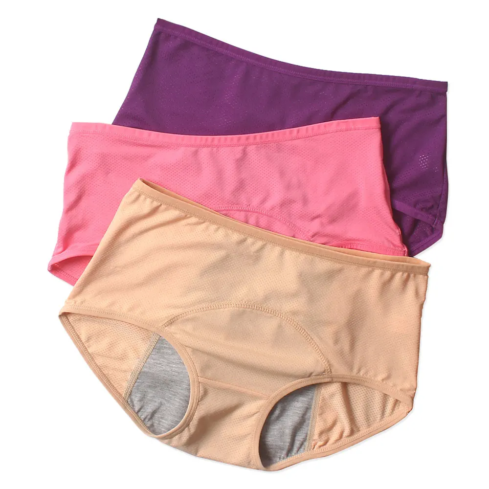 Underwear Women Cotton Period Panties Solid Leak Proof Briefs Menstrual Panties High Waist Physiological Seamless Briefs Female