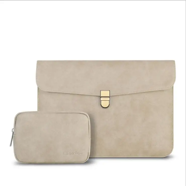 Bolsa organizadora para documentos a4, 2 peças, multifuncional, à prova d'água, de couro pu, para laptop e tablet, 13 polegadas