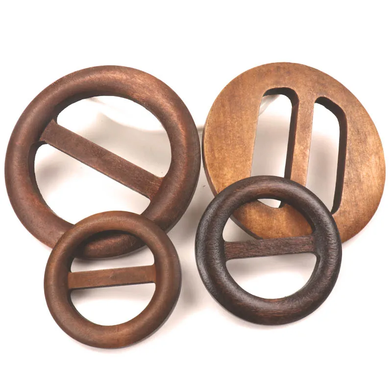 Handmade Wooden Crafts Belt Buckle Ring Wood Clothes Accessories Sewing Children DIY Mix Size Round Shape Garniture 50-75mm 1pcs