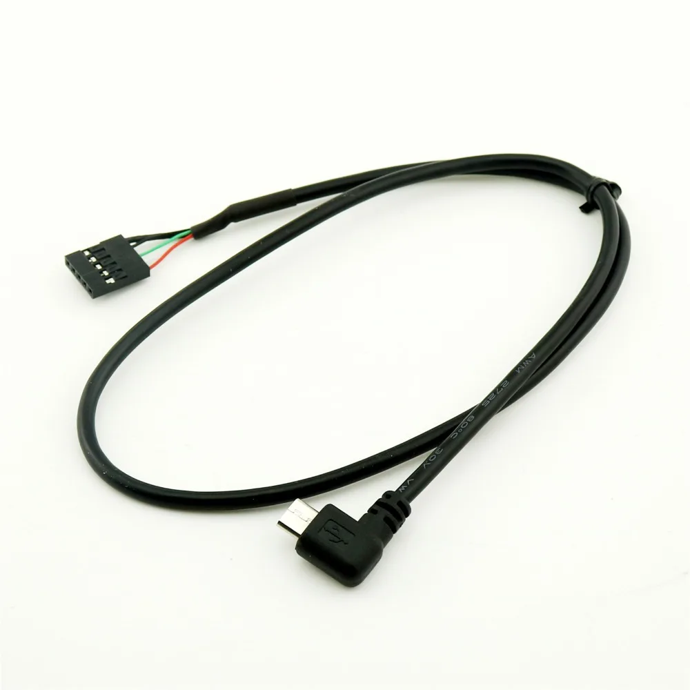 1pcs Micro USB Male Left Angle to Dupont 5 Pin Female Header Motherboard Cable 50cm/1.5ft